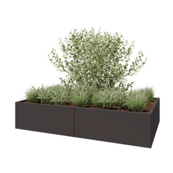 Kruka i stål XXL - Rektangel - 200 x 120 x 40 cm - Annan RAL-färg - Med bottenplatta