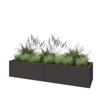 Kruka i stål XXL - Rektangel - 200 x 60 x 40 cm - Annan RAL-färg - Med bottenplatta