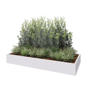 Kruka i stål XXL - Rektangel - 240 x 100 x 30 cm - RAL9010 matt (vit) - Utan bottenplatta