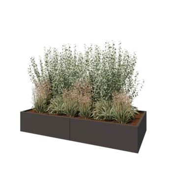 Kruka i stål XXL - Rektangel - 240 x 100 x 40 cm - RAL7016 matt (antracitgrå) - Med bottenplatta