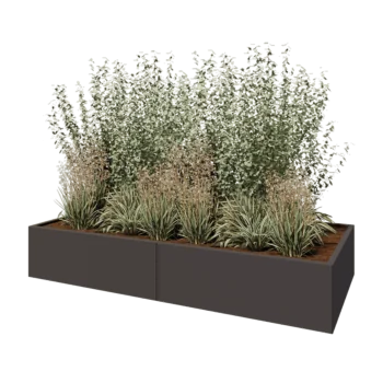 Kruka i stål XXL - Rektangel - 240 x 100 x 40 cm - Annan RAL-färg - Med bottenplatta