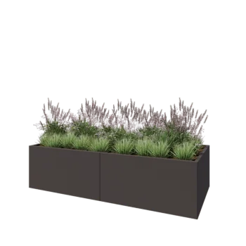 Kruka i stål XXL - Rektangel - 240 x 100 x 60 cm - RAL7016 matt (antracitgrå) - Utan bottenplatta