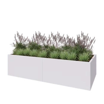 Kruka i stål XXL - Rektangel - 240 x 100 x 60 cm - RAL9010 matt (vit) - Utan bottenplatta