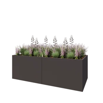 Kruka i stål XXL - Rektangel - 240 x 100 x 80 cm - RAL7016 matt (antracitgrå) - Med bottenplatta