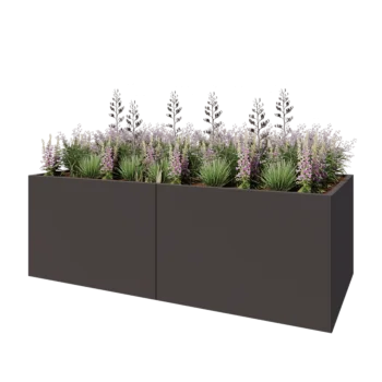 Kruka i stål XXL - Rektangel - 240 x 100 x 80 cm - Annan RAL-färg - Med bottenplatta