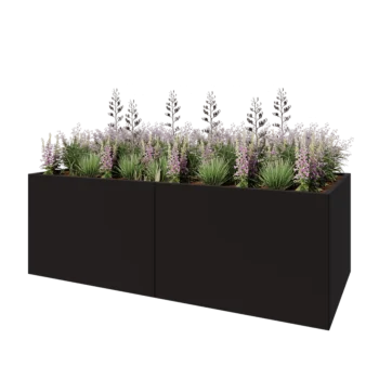 Kruka i stål XXL - Rektangel - 240 x 100 x 80 cm - RAL9005 matt (svart) - Utan bottenplatta