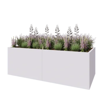 Kruka i stål XXL - Rektangel - 240 x 100 x 80 cm - RAL9010 matt (vit) - Med bottenplatta