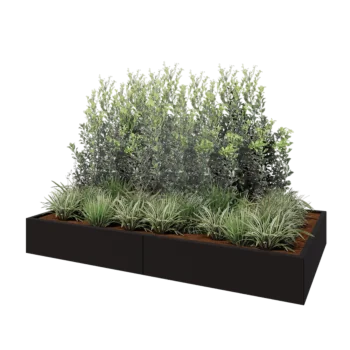 Kruka i stål XXL - Rektangel - 240 x 120 x 30 cm - RAL9005 matt (svart) - Utan bottenplatta