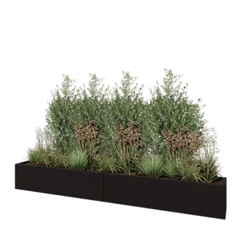 Kruka i stål XXL - Rektangel - 240 x 30 x 30 cm - RAL9005 matt (svart) - Med bottenplatta