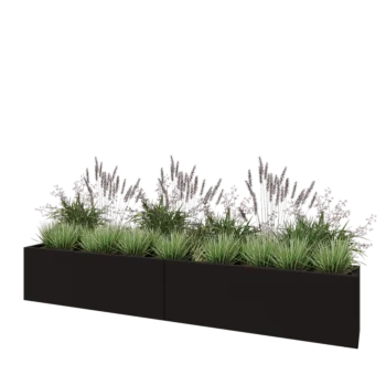 Kruka i stål XXL - Rektangel - 240 x 30 x 40 cm - RAL9005 matt (svart) - Utan bottenplatta