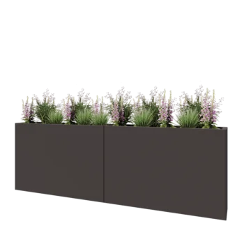 Kruka i stål XXL - Rektangel - 240 x 30 x 80 cm - RAL7016 matt (antracitgrå) - Utan bottenplatta