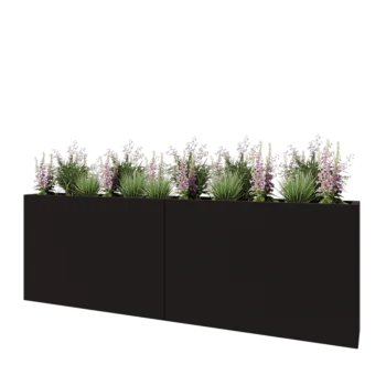 Kruka i stål XXL - Rektangel - 240 x 30 x 80 cm - RAL9005 matt (svart) - Utan bottenplatta