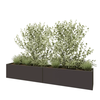 Kruka i stål XXL - Rektangel - 240 x 40 x 40 cm - RAL7016 matt (antracitgrå) - Utan bottenplatta