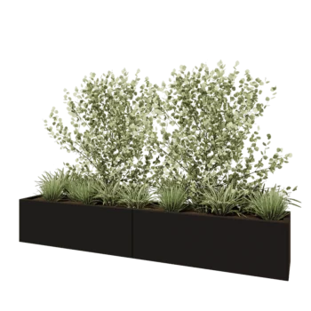 Kruka i stål XXL - Rektangel - 240 x 40 x 40 cm - RAL9005 matt (svart) - Utan bottenplatta