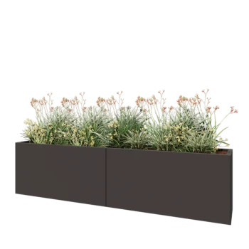 Kruka i stål XXL - Rektangel - 240 x 40 x 60 cm - RAL7016 matt (antracitgrå) - Utan bottenplatta