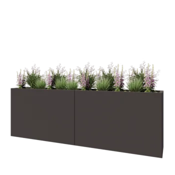 Kruka i stål XXL - Rektangel - 240 x 40 x 80 cm - RAL7016 matt (antracitgrå) - Utan bottenplatta