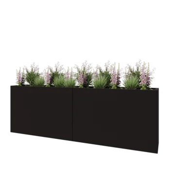 Kruka i stål XXL - Rektangel - 240 x 40 x 80 cm - RAL9005 matt (svart) - Utan bottenplatta