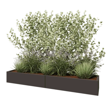 Kruka i stål XXL - Rektangel - 240 x 50 x 30 cm - RAL7016 matt (antracitgrå) - Utan bottenplatta