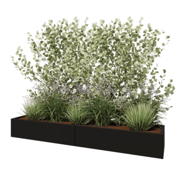 Kruka i stål XXL - Rektangel - 240 x 50 x 30 cm - RAL9005 matt (svart) - Utan bottenplatta