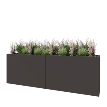 Kruka i stål XXL - Rektangel - 240 x 50 x 80 cm - RAL7016 matt (antracitgrå) - Utan bottenplatta