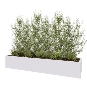 Kruka i stål XXL - Rektangel - 240 x 60 x 40 cm - RAL9010 matt (vit) - Med bottenplatta