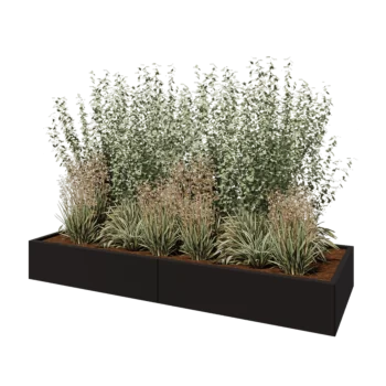 Kruka i stål XXL - Rektangel - 240 x 80 x 30 cm - RAL9005 matt (svart) - Utan bottenplatta