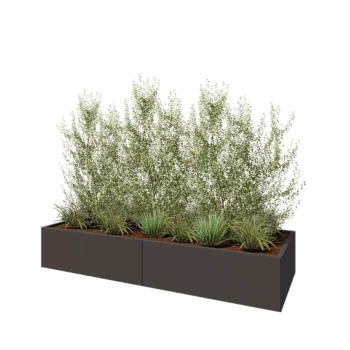 Kruka i stål XXL - Rektangel - 240 x 80 x 40 cm - RAL7016 matt (antracitgrå) - Med bottenplatta