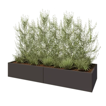 Kruka i stål XXL - Rektangel - 240 x 80 x 40 cm - Annan RAL-färg - Med bottenplatta