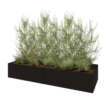 Kruka i stål XXL - Rektangel - 240 x 80 x 40 cm - RAL9005 matt (svart) - Utan bottenplatta