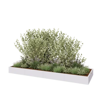 Kruka i stål XXL - Rektangel - 400 x 120 x 30 cm - RAL9010 matt (vit) - Utan bottenplatta