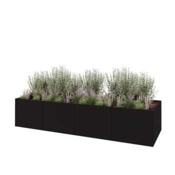 Kruka i stål XXL - Rektangel - 400 x 120 x 80 cm - RAL9010 matt (vit) - Utan bottenplatta