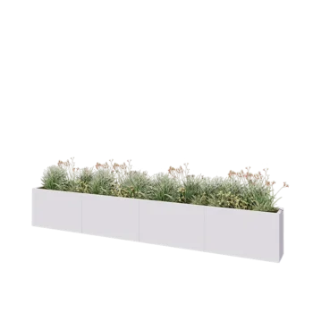 Kruka i stål XXL - Rektangel - 400 x 30 x 60 cm - RAL9010 matt (vit) - Utan bottenplatta