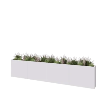Kruka i stål XXL - Rektangel - 400 x 30 x 80 cm - RAL9010 matt (vit) - Med bottenplatta