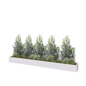 Kruka i stål XXL - Rektangel - 400 x 40 x 30 cm - RAL9010 matt (vit) - Utan bottenplatta