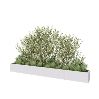 Kruka i stål XXL - Rektangel - 400 x 40 x 40 cm - RAL9010 matt (vit) - Utan bottenplatta