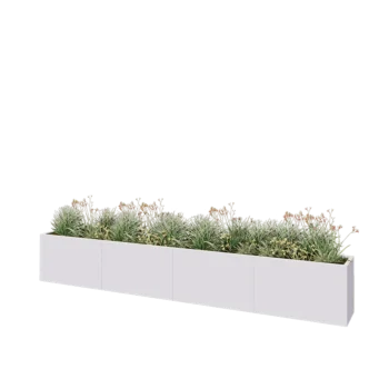 Kruka i stål XXL - Rektangel - 400 x 40 x 60 cm - RAL9010 matt (vit) - Med bottenplatta