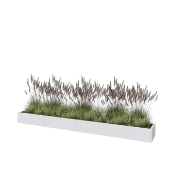 Kruka i stål XXL - Rektangel - 400 x 50 x 30 cm - RAL9010 matt (vit) - Med bottenplatta