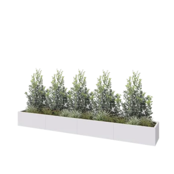 Kruka i stål XXL - Rektangel - 400 x 50 x 40 cm - RAL9010 matt (vit) - Utan bottenplatta
