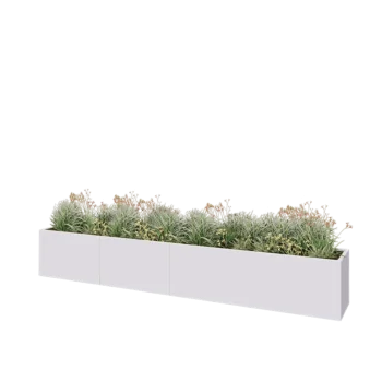 Kruka i stål XXL - Rektangel - 400 x 50 x 60 cm - RAL9010 matt (vit) - Utan bottenplatta