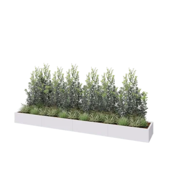 Kruka i stål XXL - Rektangel - 400 x 60 x 30 cm - RAL9010 matt (vit) - Med bottenplatta
