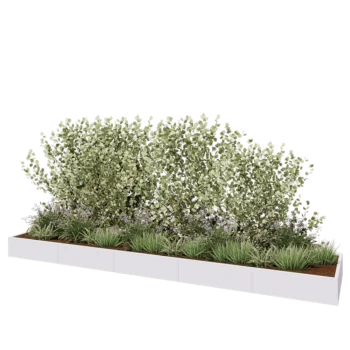 Kruka i stål XXL - Rektangel - 500 x 100 x 30 cm - RAL9010 matt (vit) - Med bottenplatta