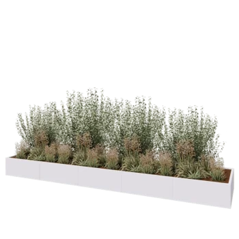 Kruka i stål XXL - Rektangel - 500 x 100 x 40 cm - RAL9010 matt (vit) - Med bottenplatta