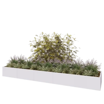 Kruka i stål XXL - Rektangel - 500 x 100 x 50 cm - RAL9010 matt (vit) - Utan bottenplatta