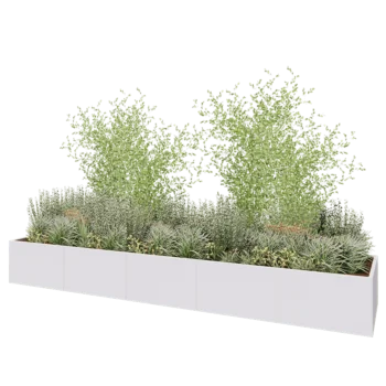 Kruka i stål XXL - Rektangel - 500 x 100 x 60 cm - RAL9010 matt (vit) - Utan bottenplatta