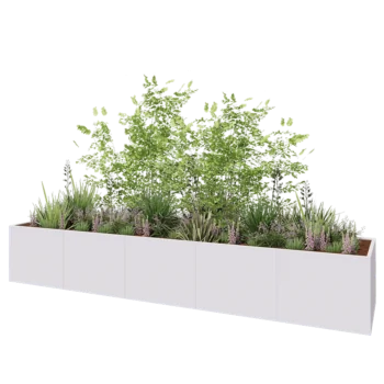 Kruka i stål XXL - Rektangel - 500 x 100 x 80 cm - RAL9010 matt (vit) - Utan bottenplatta