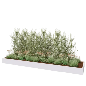 Kruka i stål XXL - Rektangel - 500 x 120 x 30 cm - RAL9010 matt (vit) - Med bottenplatta