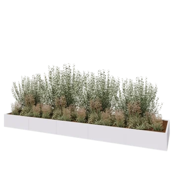 Kruka i stål XXL - Rektangel - 500 x 120 x 40 cm - RAL9010 matt (vit) - Med bottenplatta
