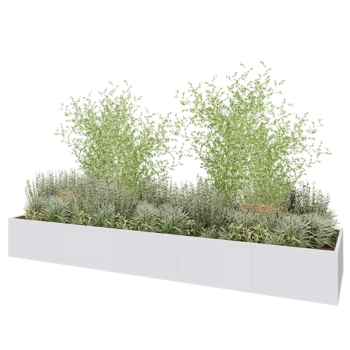 Kruka i stål XXL - Rektangel - 500 x 120 x 60 cm - RAL9010 matt (vit) - Utan bottenplatta