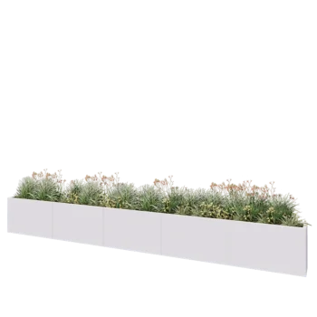 Kruka i stål XXL - Rektangel - 500 x 30 x 60 cm - RAL9010 matt (vit) - Med bottenplatta