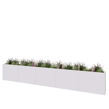 Kruka i stål XXL - Rektangel - 500 x 30 x 80 cm - RAL9010 matt (vit) - Med bottenplatta